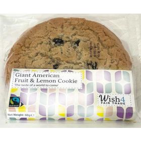 Wish4 Fairtrade Giant American Fruit and Lemon Cookies 60g x14